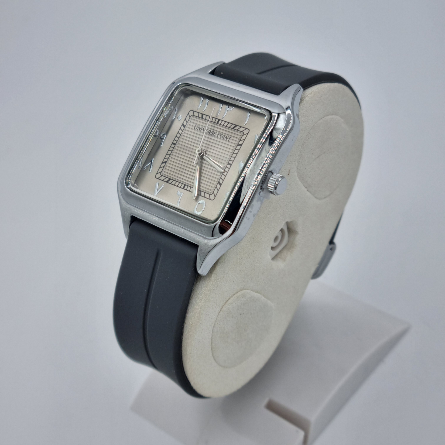 Sleek Gray Arabic Numerals Watch β Square Case