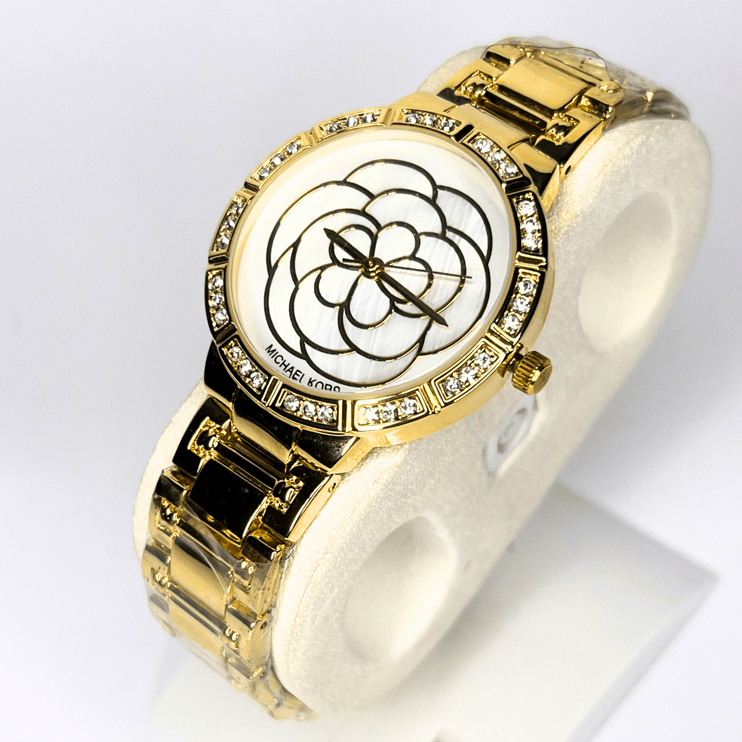 Women's Watch – Golden Stainless Steel with White Flora Dial
