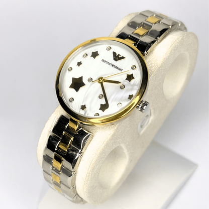 Celestial Elegance Women's Watch – Gold & Silver Starry Dial