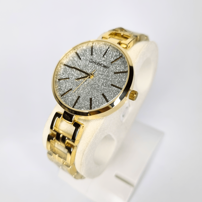 Gold Crystal Glamour Watch – Dazzling Glitter Dial