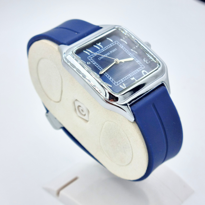 Royal Blue Square Watch with Classic Arabic Numerals