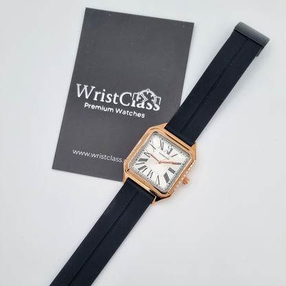 Timeless Rose Gold & White Square Watch with Roman Dial