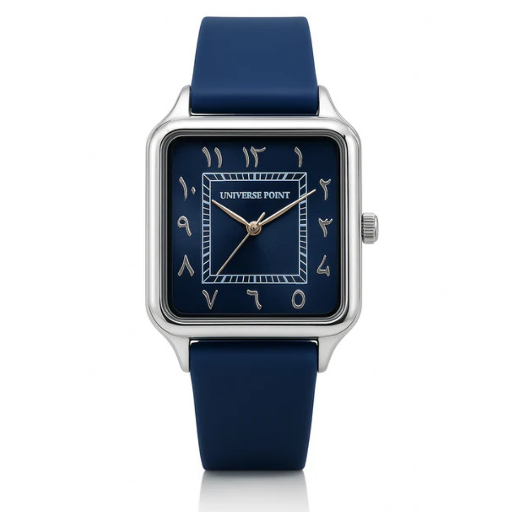 Royal Blue Square Watch with Classic Arabic Numerals