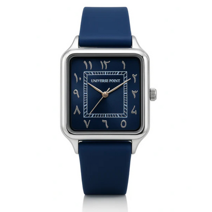 Royal Blue Square Watch with Classic Arabic Numerals