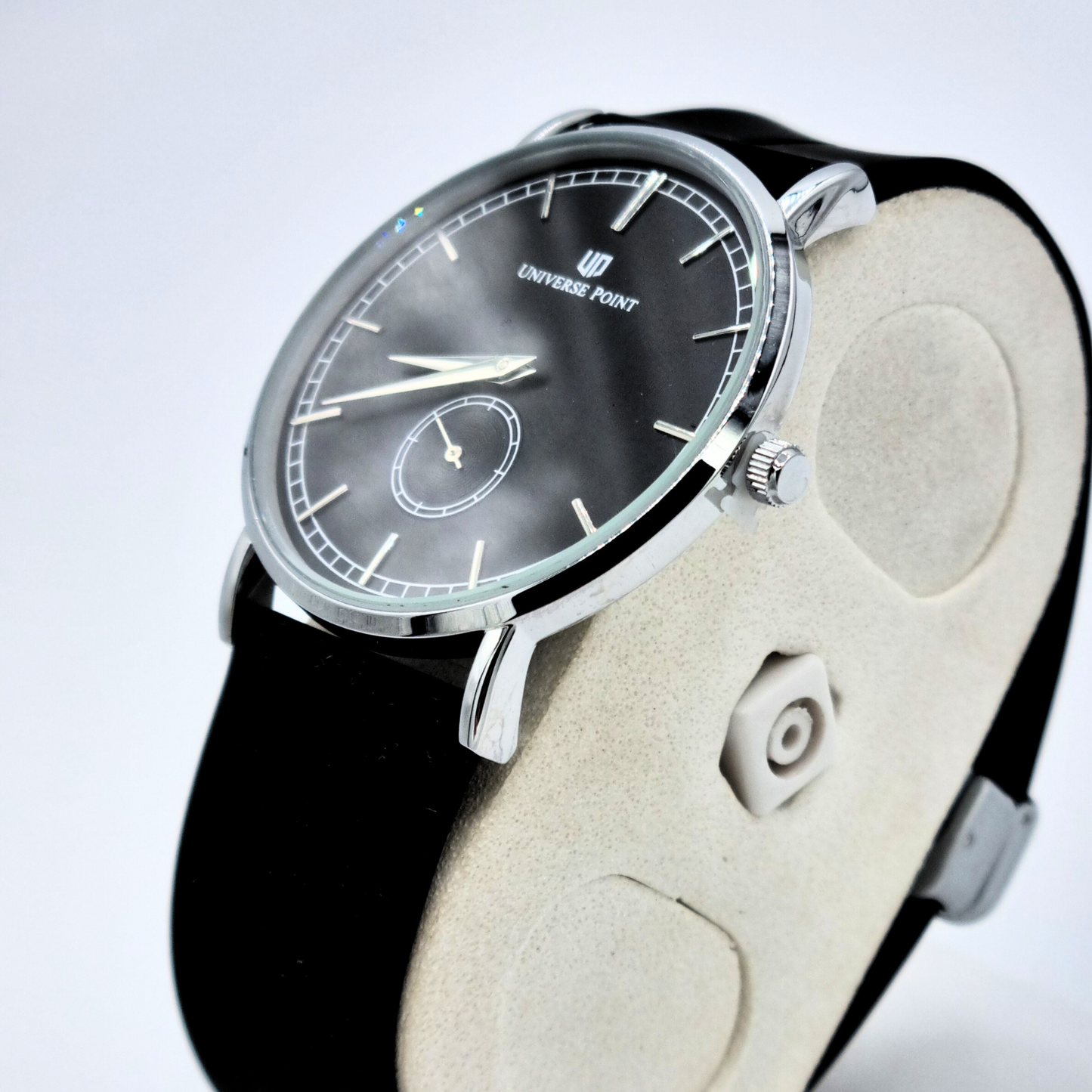 Sleek Silver & Black Slim Balloon Watch for Men