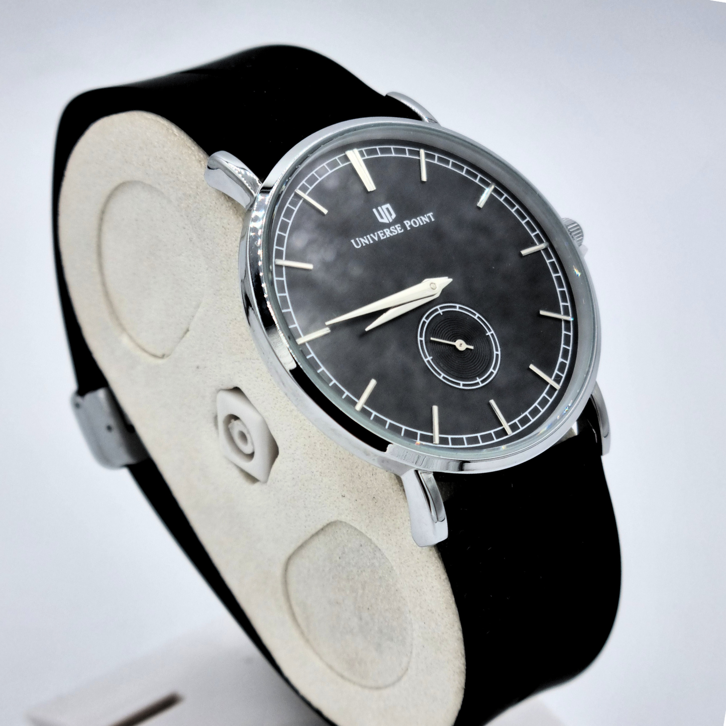 Sleek Silver & Black Slim Balloon Watch for Men