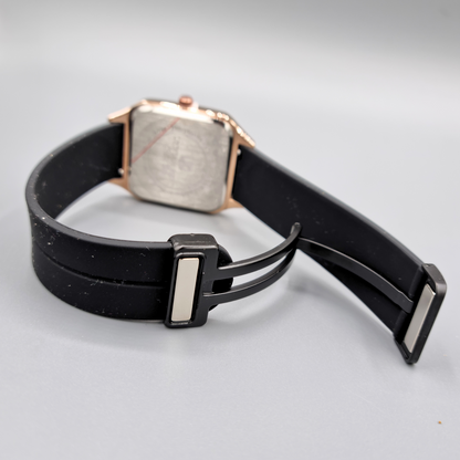 Timeless Rose Gold & White Square Watch with Roman Dial