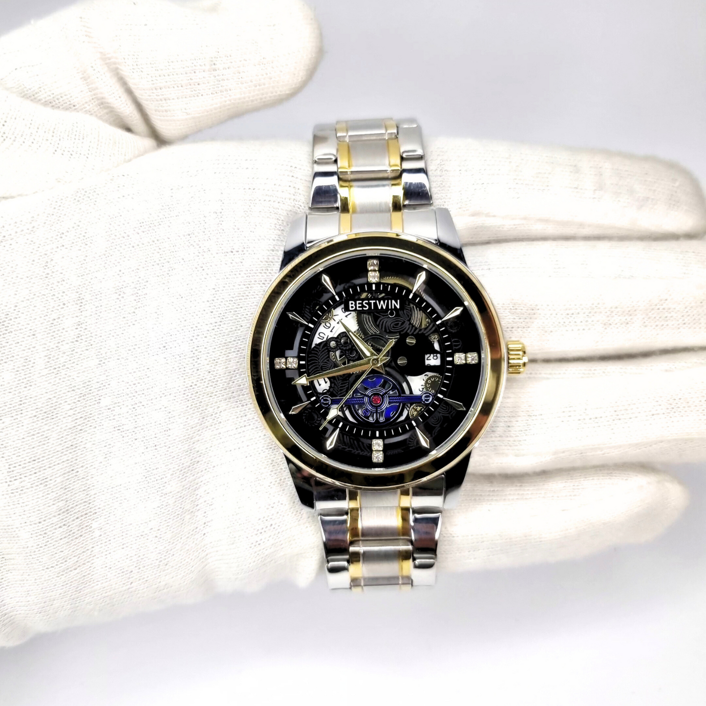 Bestwin Skeleton Dial Watch Two Tone BW-154