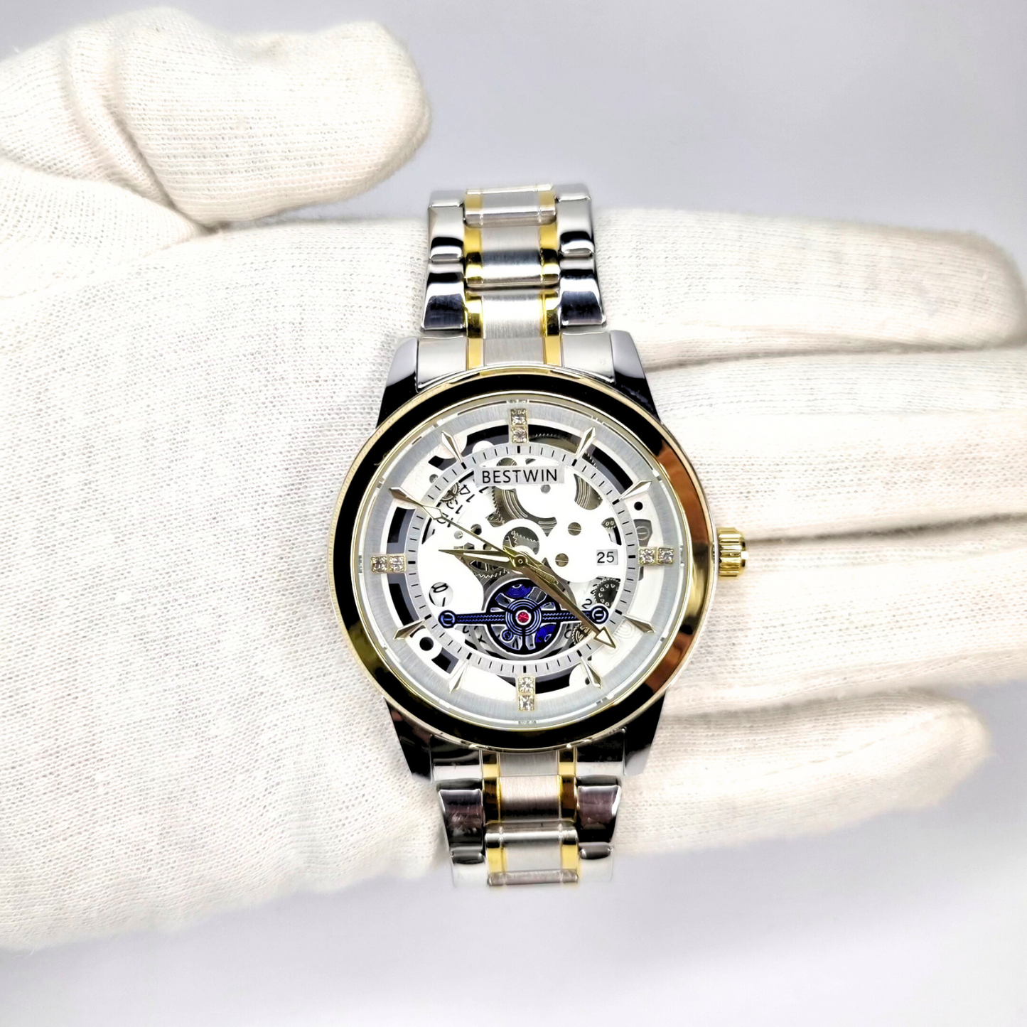 Bestwin Skeleton Dial Watch White BW-154