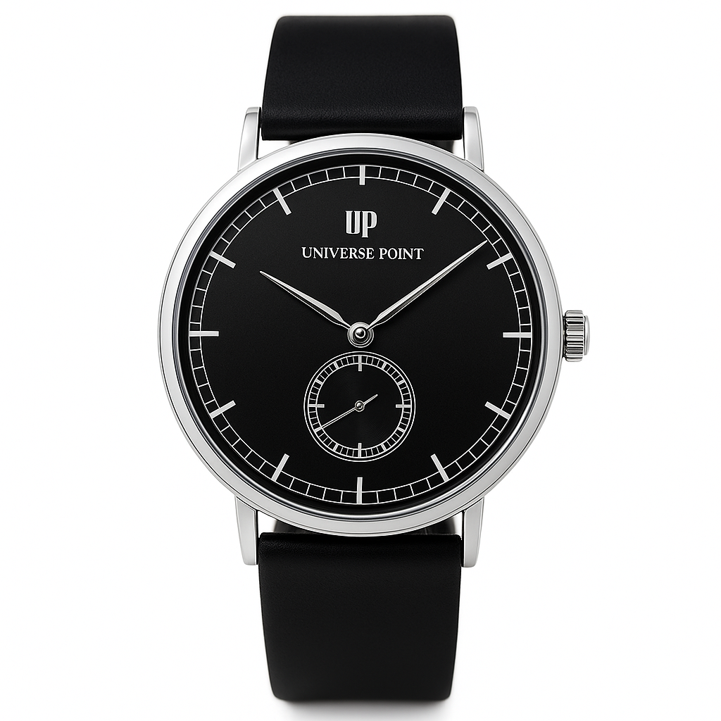 Sleek Silver & Black Slim Balloon Watch for Men
