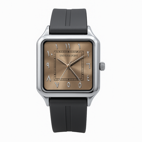 Sleek Gray Arabic Numerals Watch – Square Case