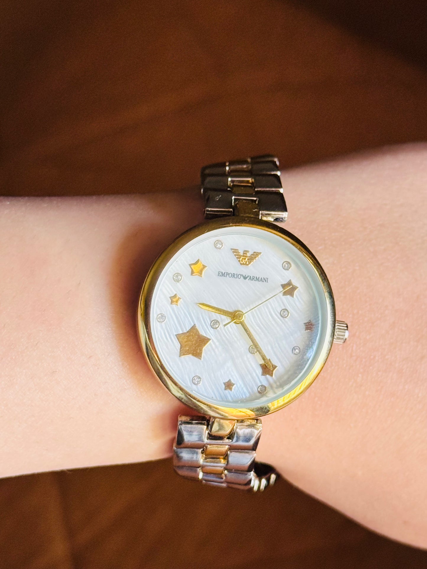 Celestial Elegance Women's Watch – Gold & Silver Starry Dial
