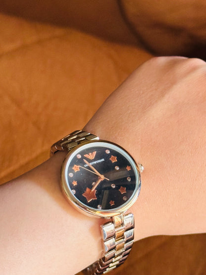 Women's Watch – Two Tone Stainless Steel with Black Star Dial