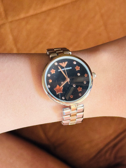 Women's Watch – Two Tone Stainless Steel with Black Star Dial