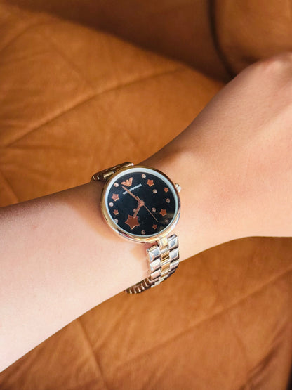 Women's Watch – Two Tone Stainless Steel with Black Star Dial
