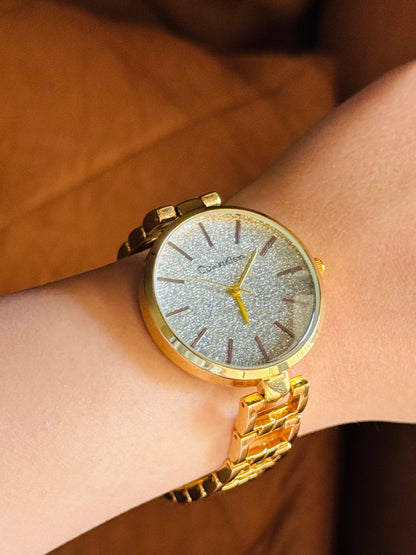 Gold Crystal Glamour Watch – Dazzling Glitter Dial