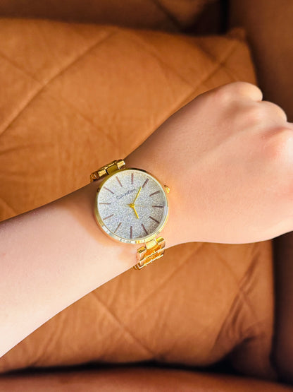 Gold Crystal Glamour Watch – Dazzling Glitter Dial