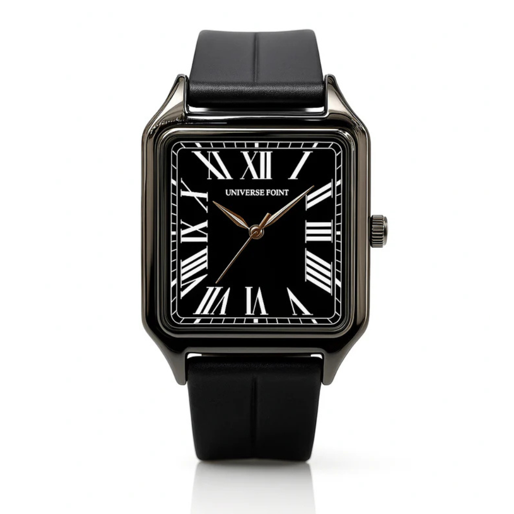 Elegant Premium Black Square Watch – Roman Dial