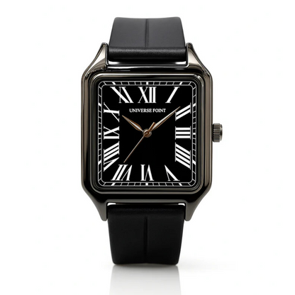 Elegant Premium Black Square Watch – Roman Dial